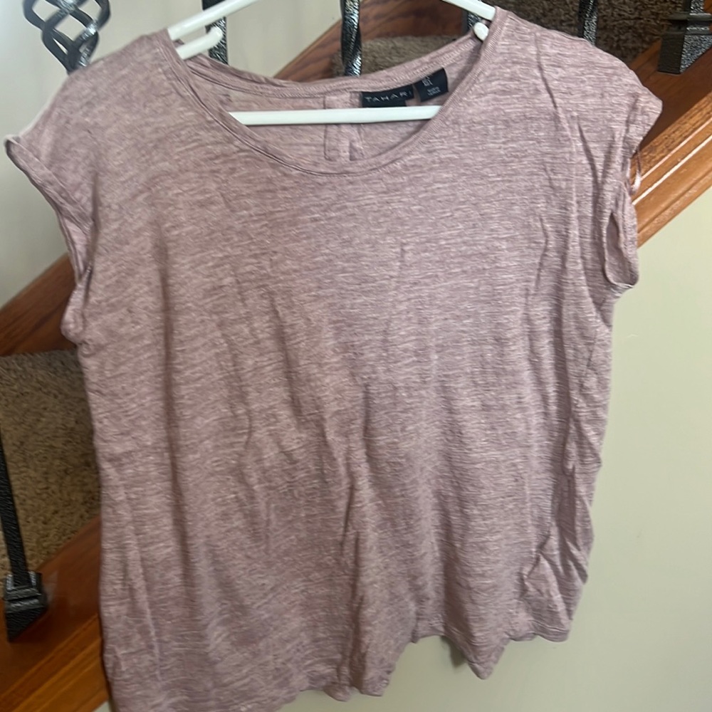Size large cap, sleeved linen shirt Tahari